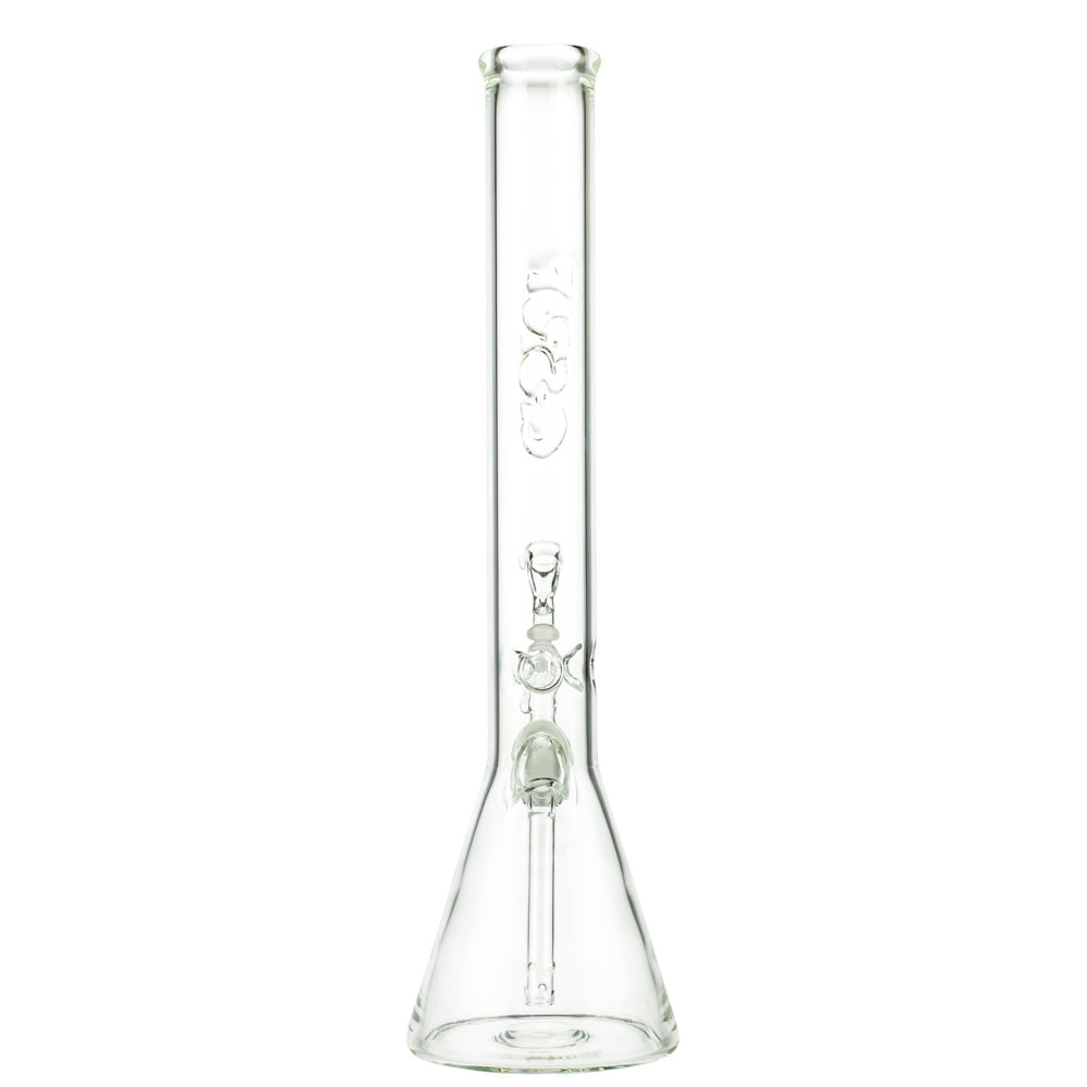 G-Spot Glass Beaker Ice Bong with Flame Polished Logo | 45cm - Back View