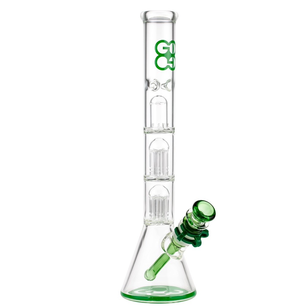 Glasscity Beaker Ice Bong with Double Tree Perc | Green - Side View 1