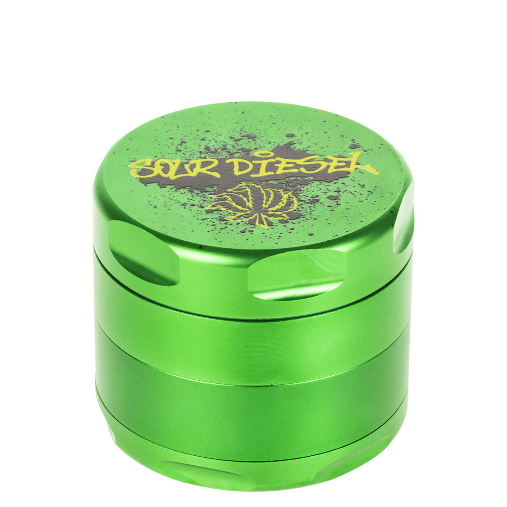 Famous Brandz Puff Puff Pass 4-Part Aluminum Herb Grinder - Sour Diesel