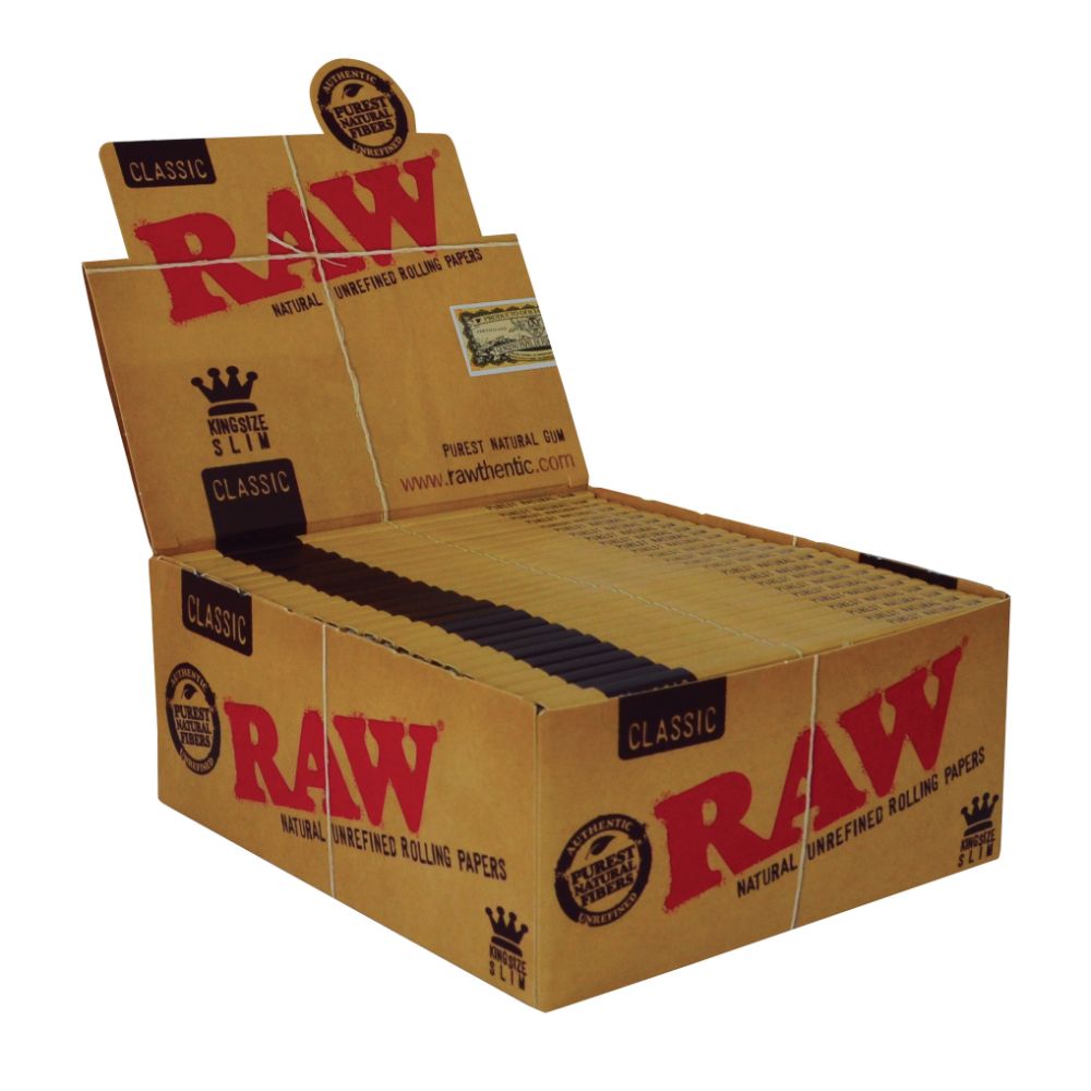 RAW Classic King Size Slim Rolling Papers | Box - Side View
