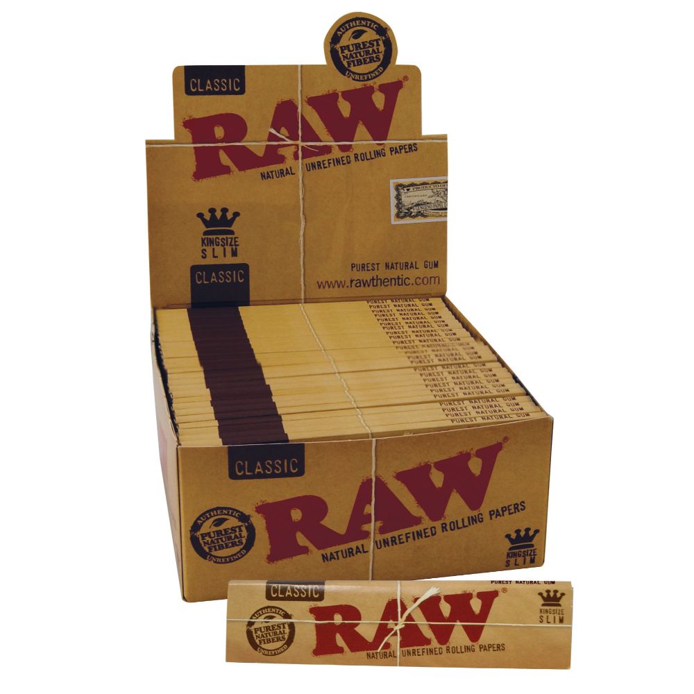 RAW Classic King Size Slim Rolling Papers | Box of 50