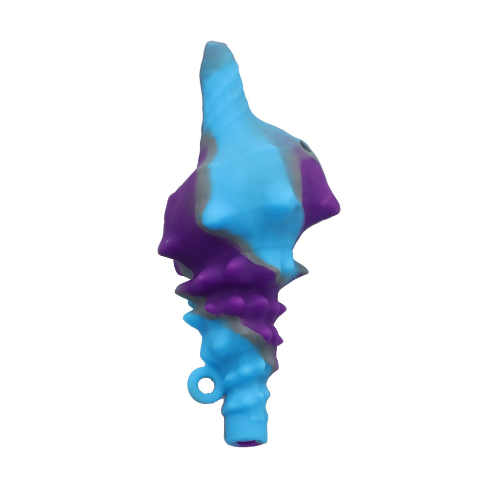 Silicone Shell Pipe with Loop and Glass Bowl | 4.5 Inch | Grey | bottom view