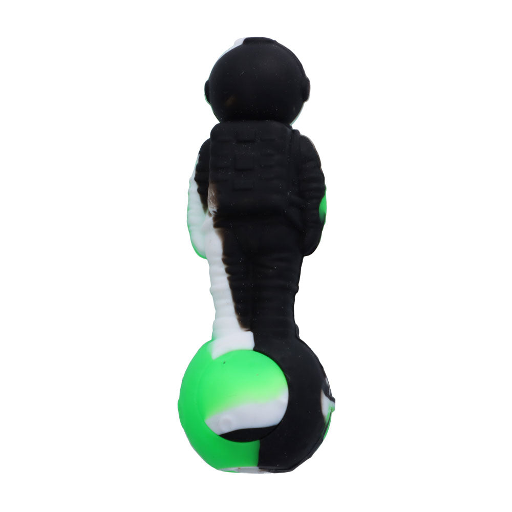 Silicone Astronaut Hand Pipe with Glass Bowl | 5 Inch | Black/Green | bottom view