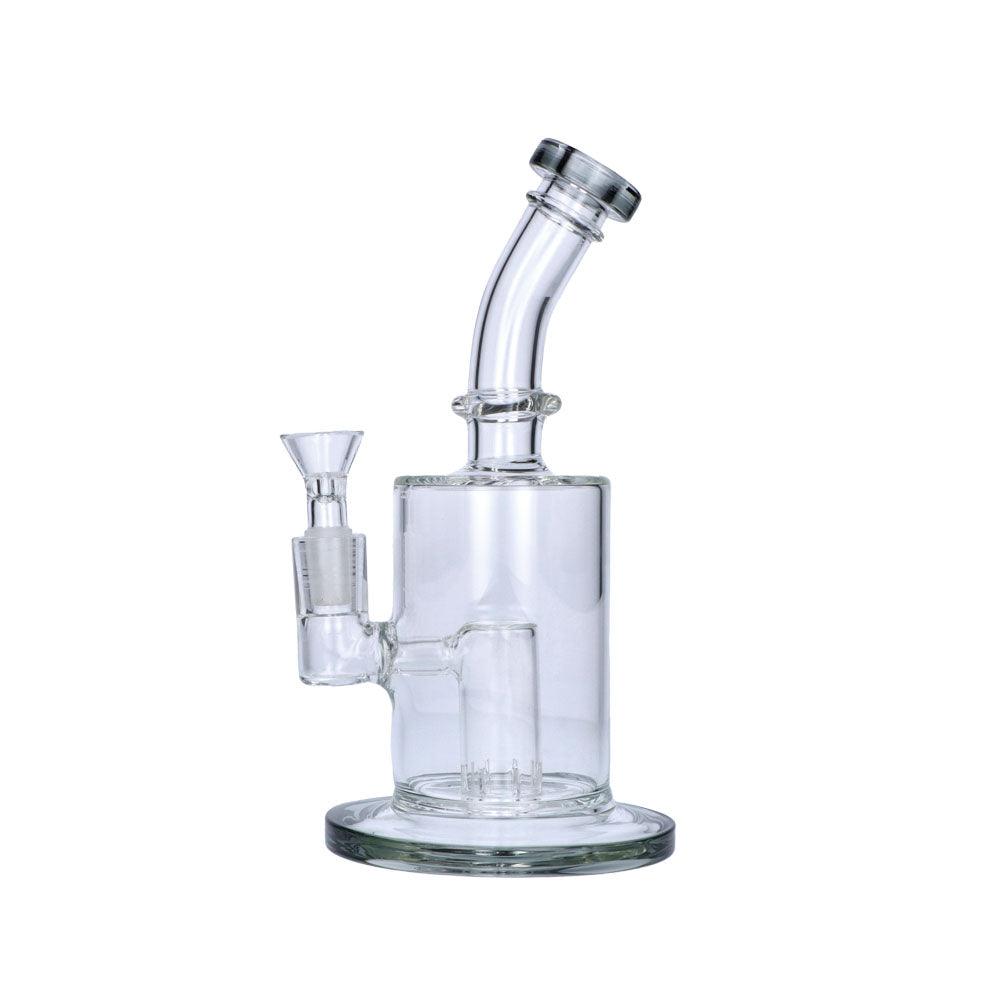 Glass Bubbler with Slitted Perc | 9 Inch | Transparent Black | side view 3