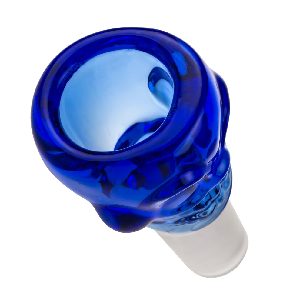 Colored Glass Skull Bowl | Small | Blue | 14.5mm - Top View