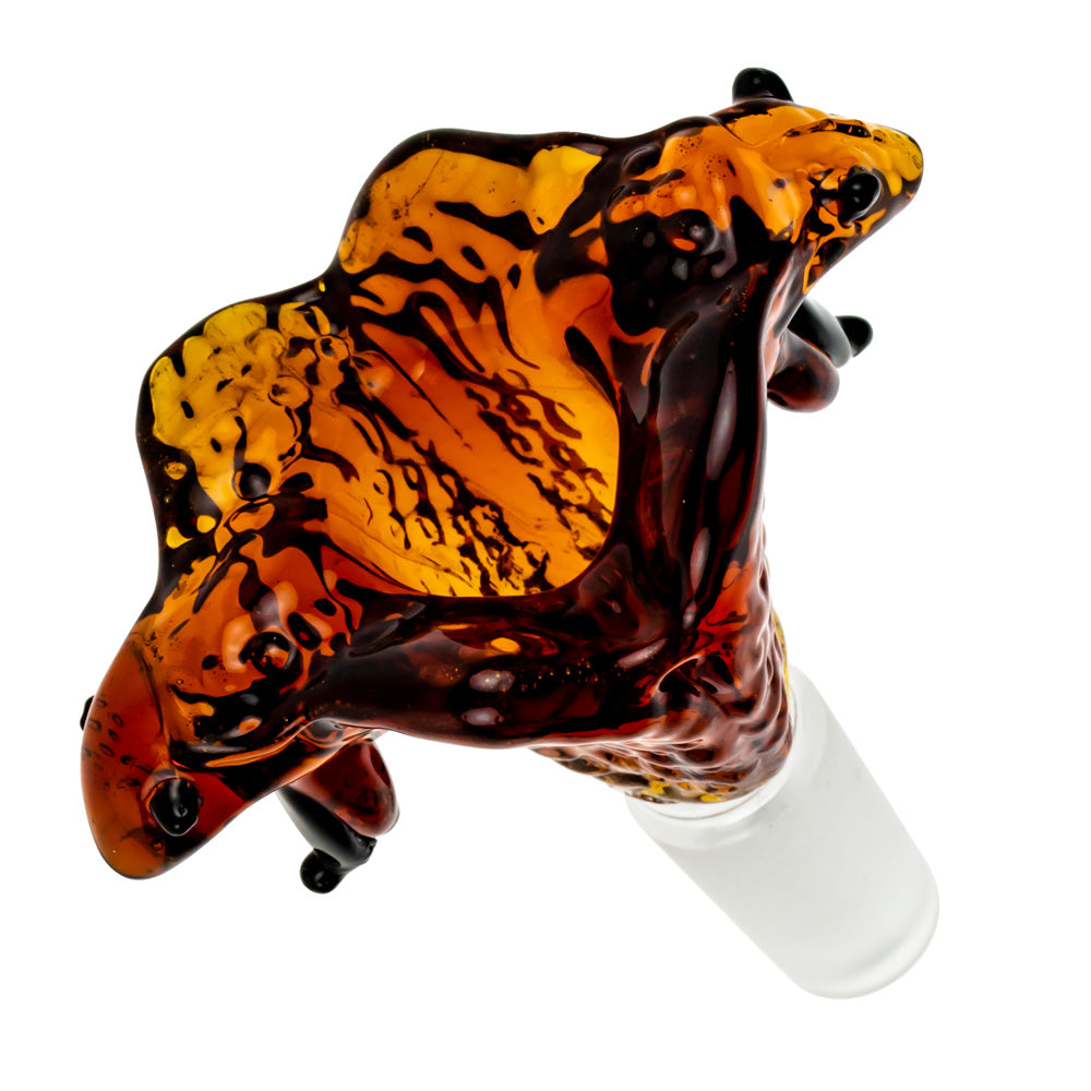 Glass Double Cobra Head Bowl | Amber | 14.5mm - Top View