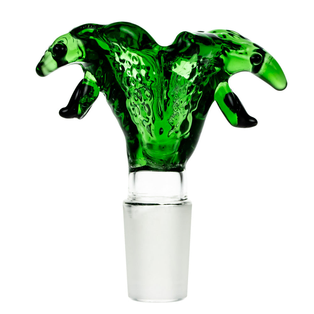Glass Double Cobra Head Bowl | Green | 18.8mm