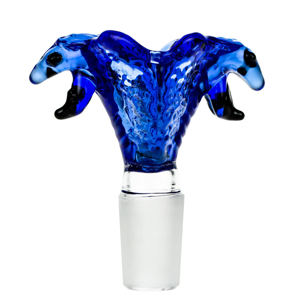 Glass Double Cobra Head Bowl | Blue | 18.8mm