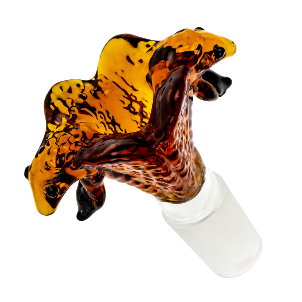 Glass Double Cobra Head Bowl | Amber | 18.8mm - Top View
