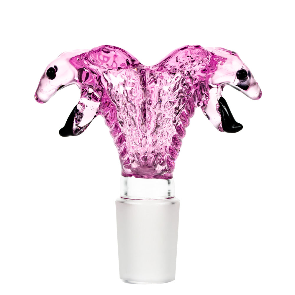 Glass Double Cobra Head Bowl |Pink | 18.8mm