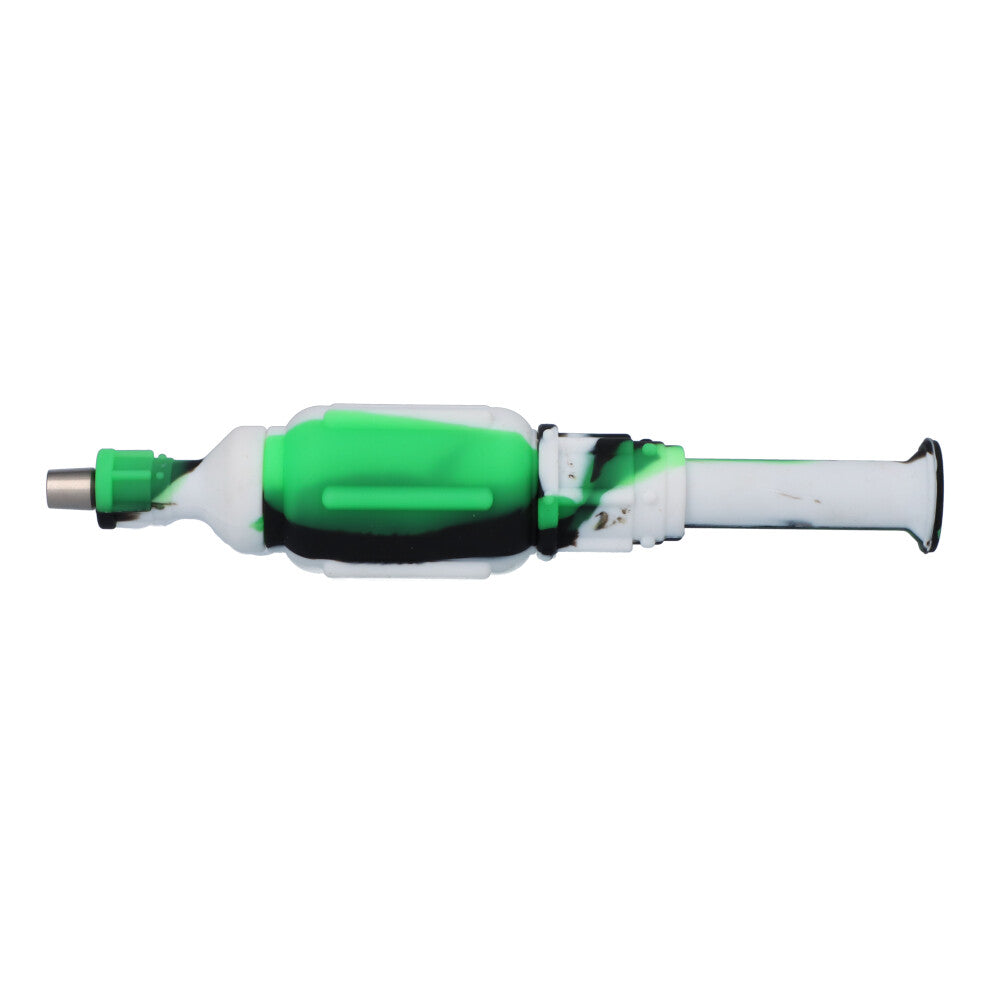 Multi-Colored Silicone Nectar Collector | 8 Inch | White/Black/Green