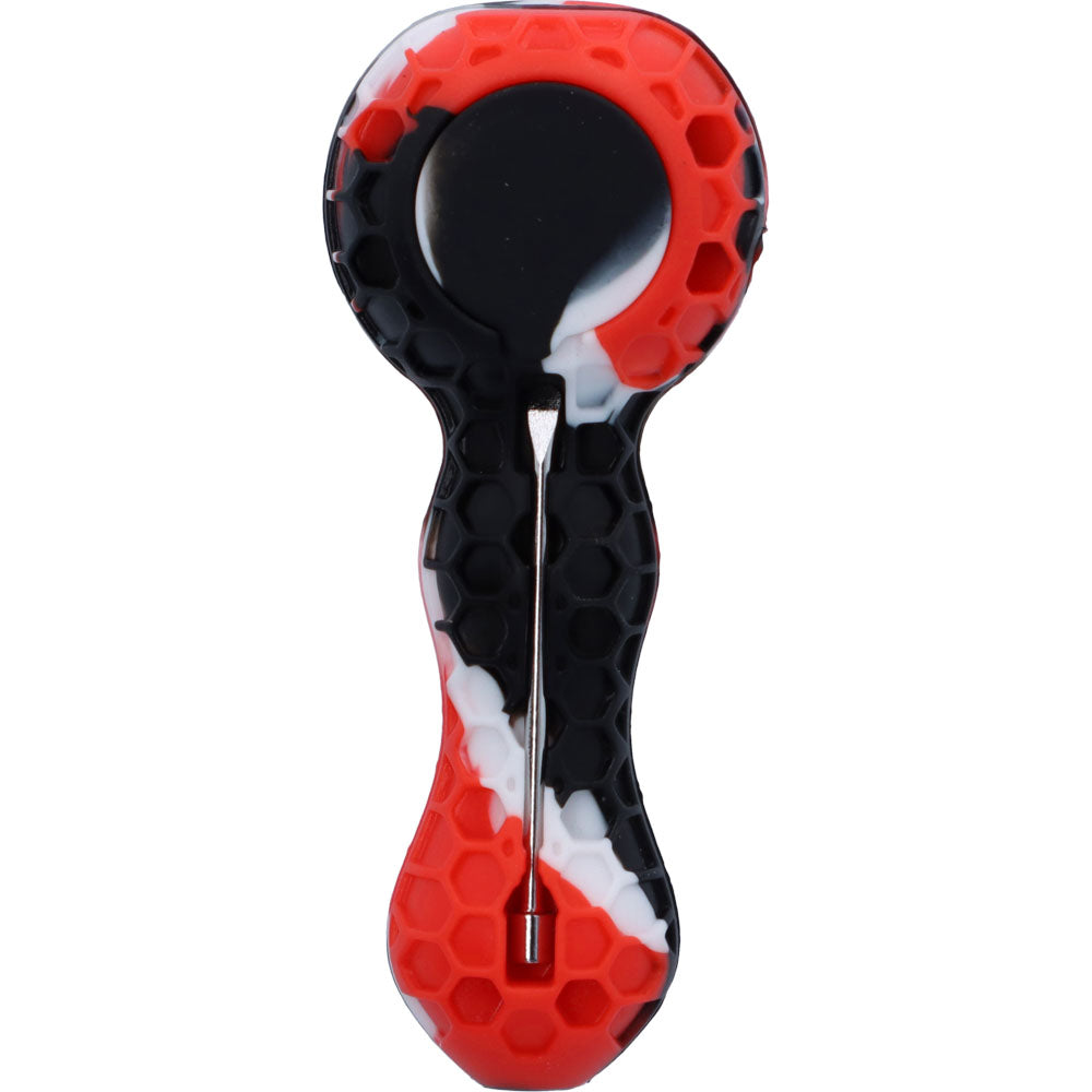 Silicone Spoon Pipe with Glass Bowl | 4.5 Inch | Random Multi-Colored | Red | bottom view