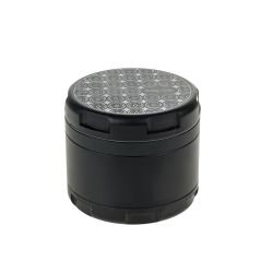 Bake Sale 5-Part 75 Frosted Aircraft Grade Aluminum Grinder | Donut Pattern | Black | Side view 