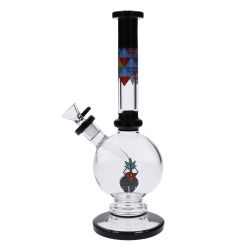 Cabana Cannabis Co. Bubble Base Bong with Circular Foot | Black | side view 1