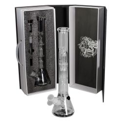 Black Leaf Multilevel Boxed Beaker Base Percolator Bong