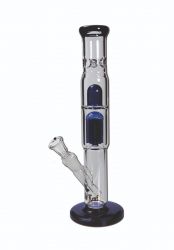 Black Leaf - Dome Perc and 6-arm Perc Glass Ice Bong - Blue and Black 