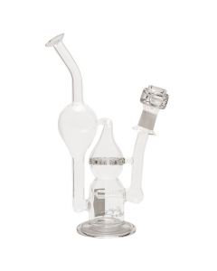 Pure Glass Infinity Recycler Hybrid Dab Rig with Double Perc | 12 Inch - Side View 1