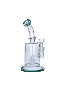 Glass Glycerine Beaker Bubbler with Drum Percolator | Teal | side view 1