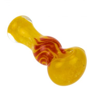 Glasscity Yellow Glass Spoon Pipe with Red Swirl | 3 Inch